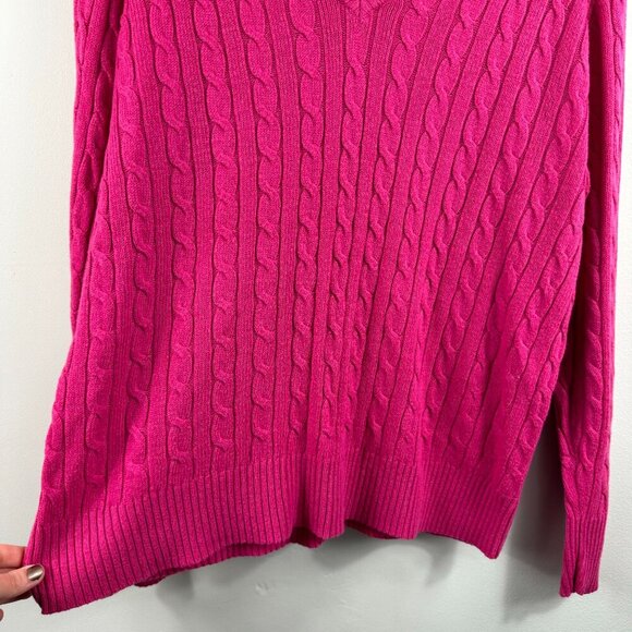 Lane Bryant Angora Rabbit Hair Cable Knit V Neck Pink Sweater Size 18/20 - Picture 6 of 11